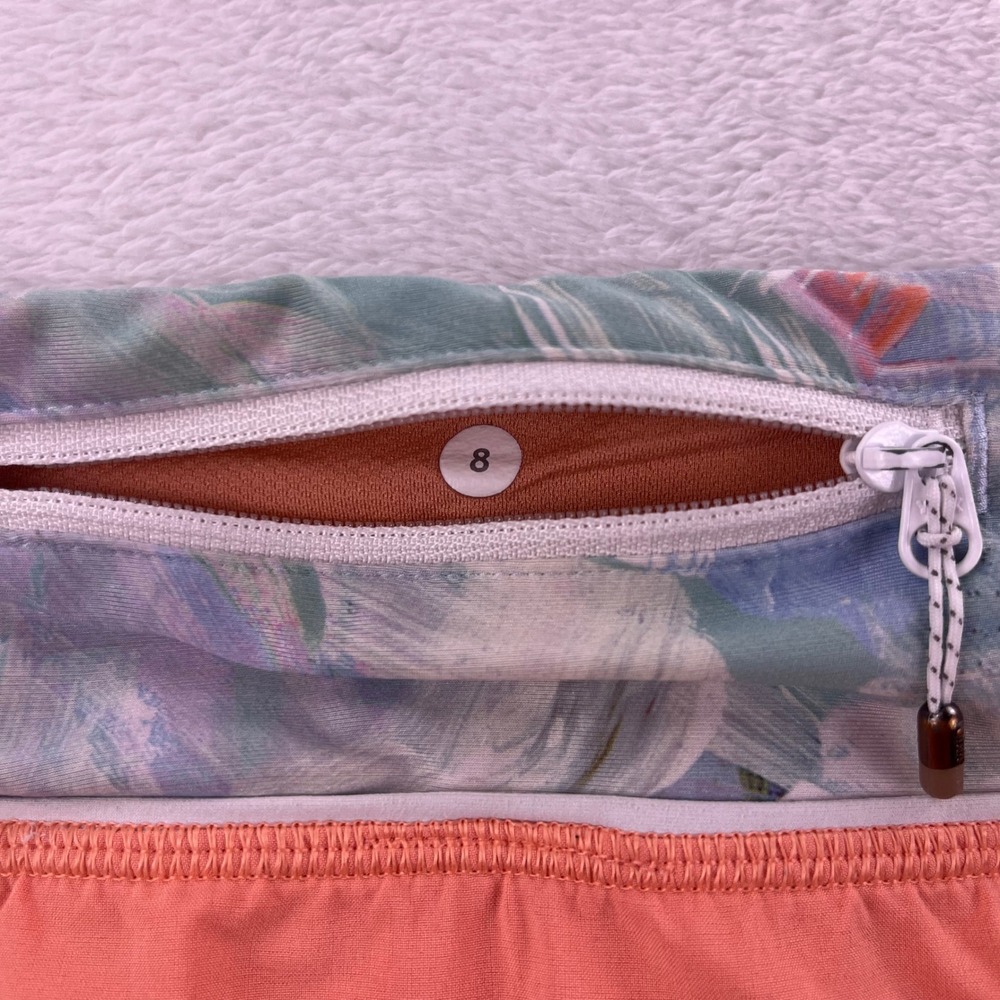 Lululemon Speed Up Short 2.5 Coral Pink Abstract Floral Print Running Womens 8 - Picture 4 of 4